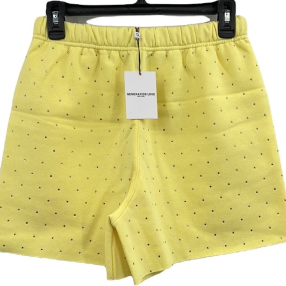 Generation Love Aria Crystal Lemon Yellow Terry Shorts Choose Love New York